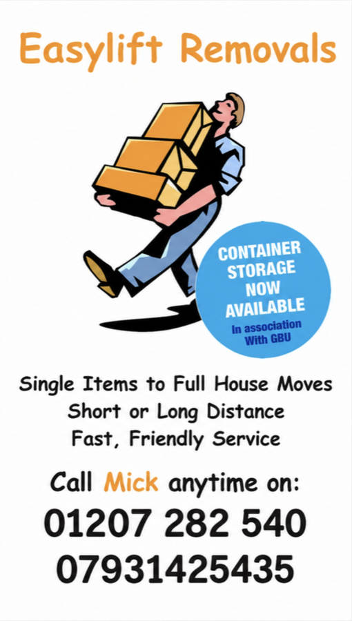 Easylift Removals flyer — single items to full house moves, container storage available